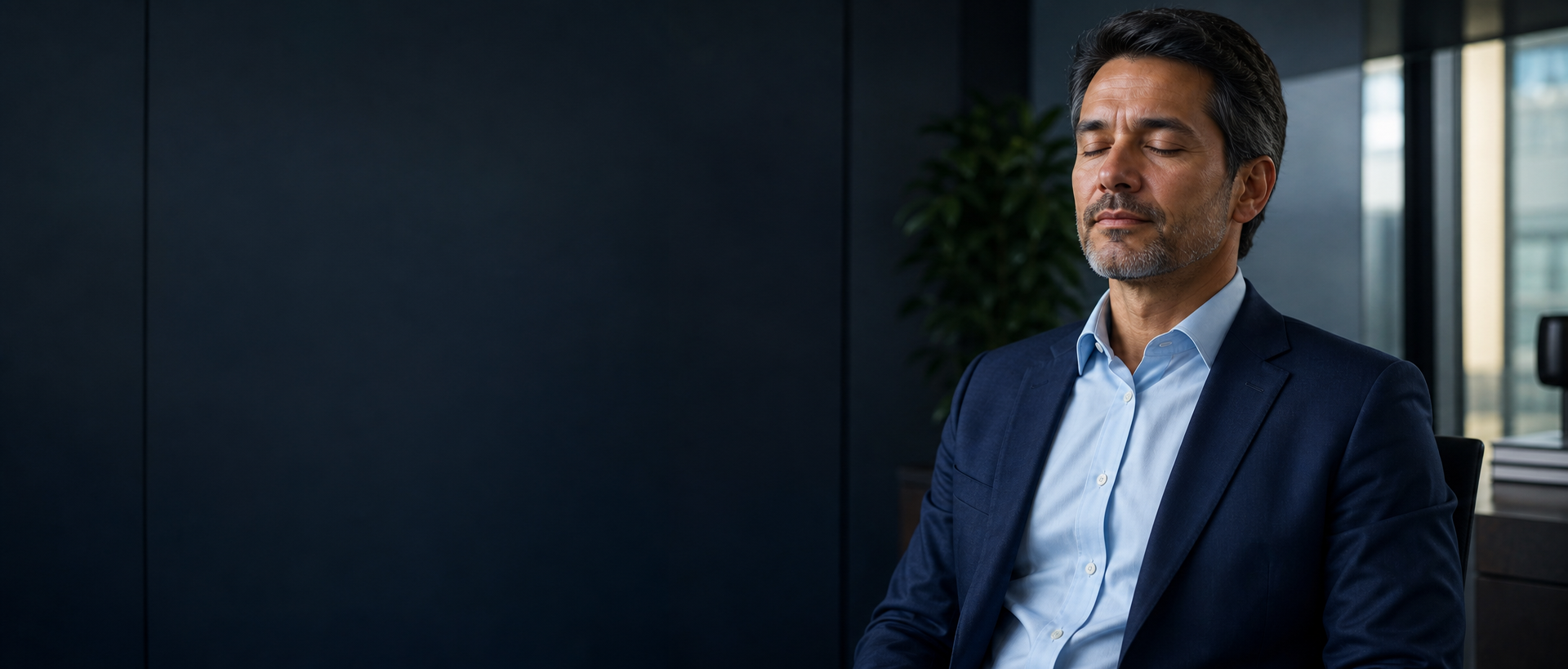 Executivo em prática de concentração