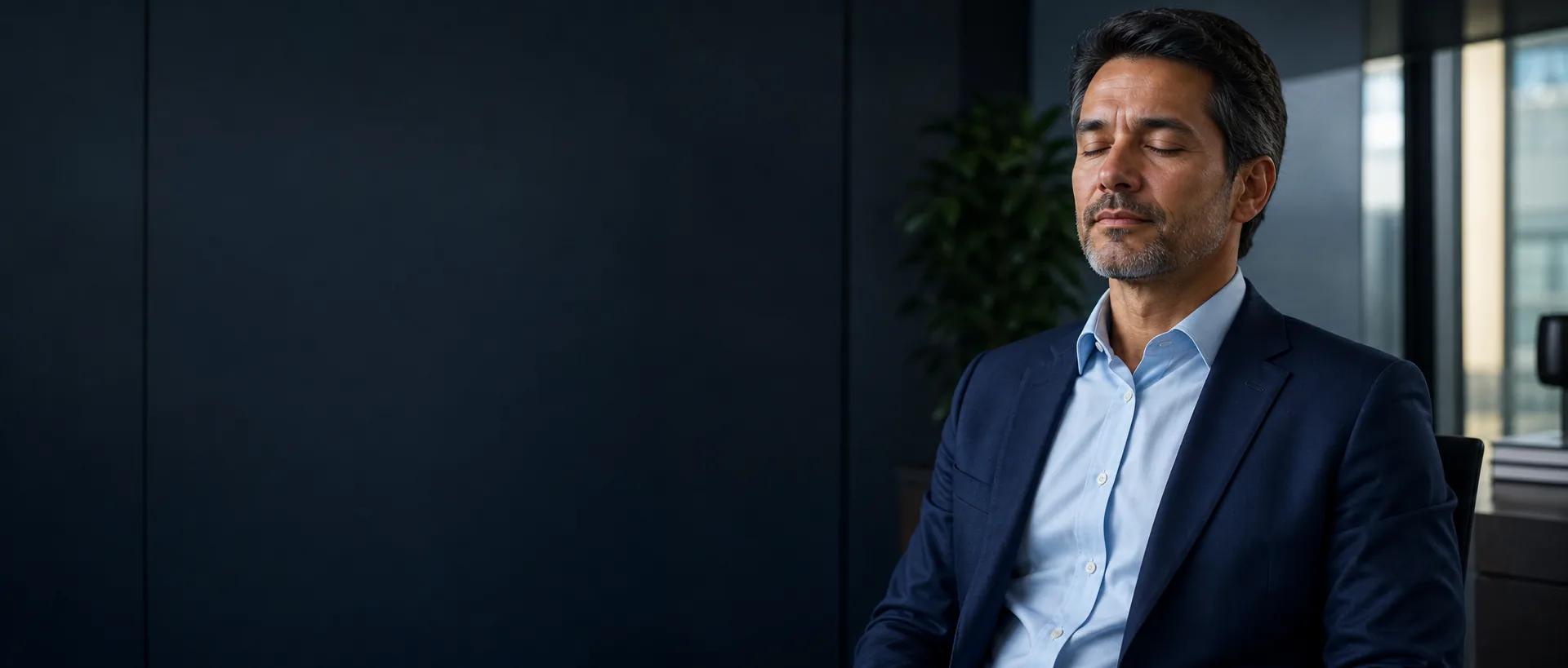 Profissional praticando autorregulação emocional antes de uma decisão